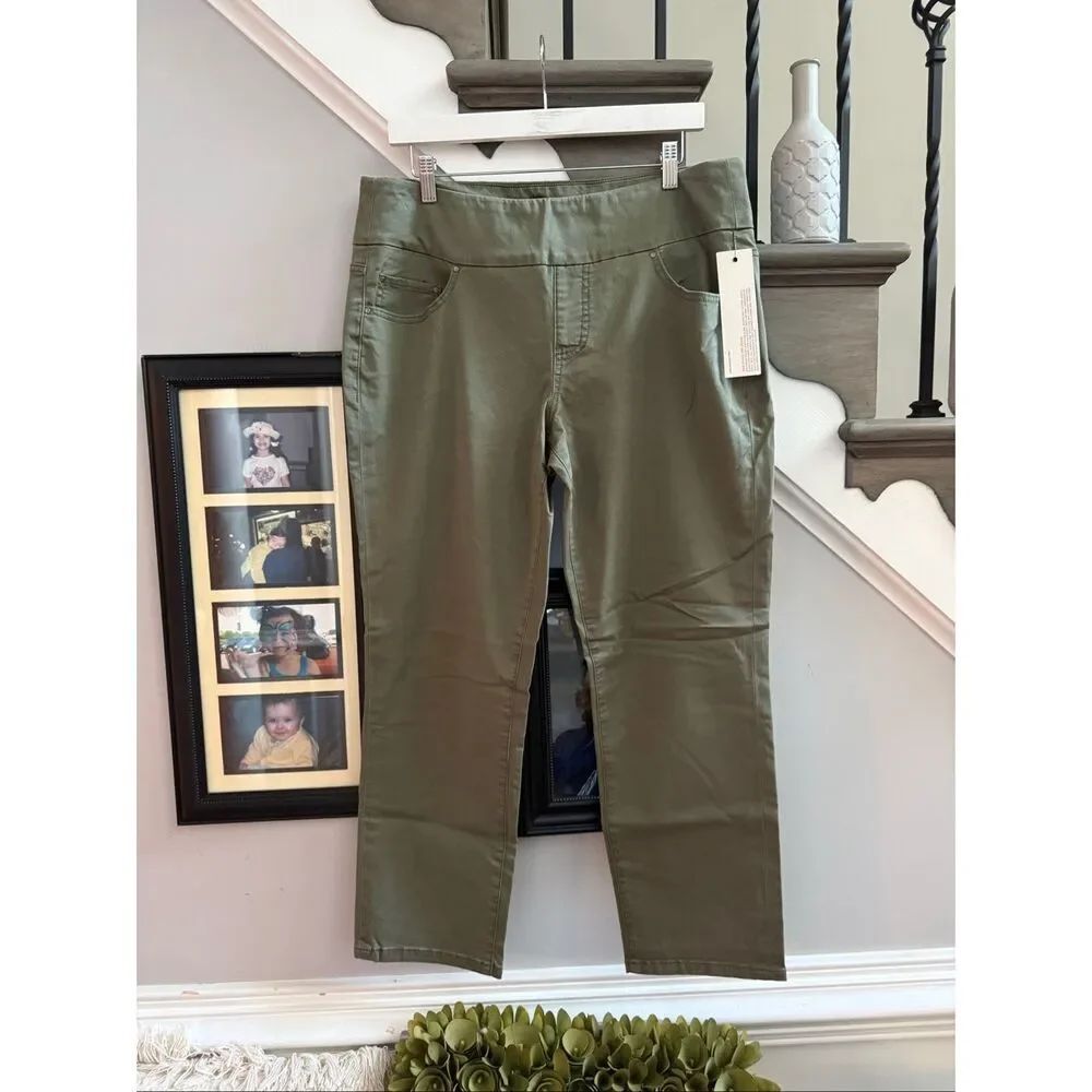 Jag Olive Green Amelia Slim Ankle Pull On Pants sz 16 NWT
